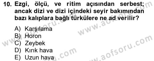 Türk Halk Şiiri Dersi Ara Sınavı Deneme Sınav Soruları 10. Soru
