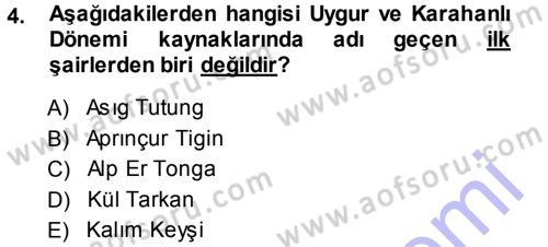 Türk Halk Şiiri Dersi Ara Sınavı Deneme Sınav Soruları 4. Soru