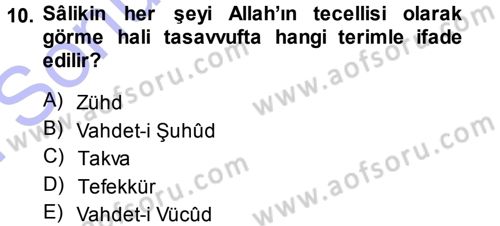 Türk Halk Şiiri Dersi 2013 - 2014 Yılı (Final) Dönem Sonu Sınav Soruları 10. Soru