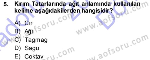 Türk Halk Şiiri Dersi 2013 - 2014 Yılı (Final) Dönem Sonu Sınav Soruları 5. Soru