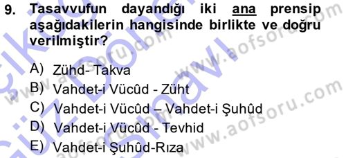 Türk Halk Şiiri Dersi 2013 - 2014 Yılı (Final) Dönem Sonu Sınav Soruları 9. Soru