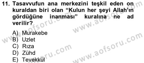 Türk Halk Şiiri Dersi 2013 - 2014 Yılı Tek Ders Sınav Soruları 11. Soru