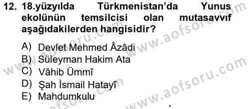 Türk Halk Şiiri Dersi 2013 - 2014 Yılı Tek Ders Sınav Soruları 12. Soru