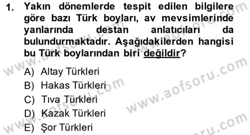 Türk Halk Şiiri Dersi Ara Sınavı Deneme Sınav Soruları 1. Soru