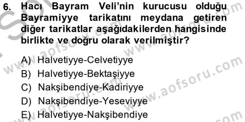 Türk Halk Şiiri Dersi 2014 - 2015 Yılı (Final) Dönem Sonu Sınav Soruları 6. Soru