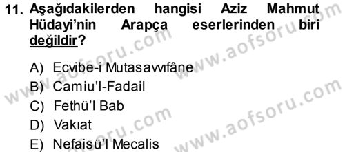 Türk Halk Şiiri Dersi 2014 - 2015 Yılı Tek Ders Sınav Soruları 11. Soru