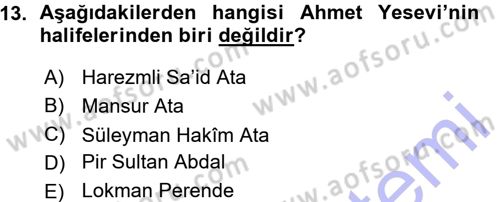 Türk Halk Şiiri Dersi Ara Sınavı Deneme Sınav Soruları 13. Soru