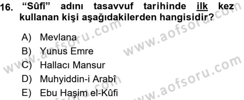 Türk Halk Şiiri Dersi Ara Sınavı Deneme Sınav Soruları 16. Soru