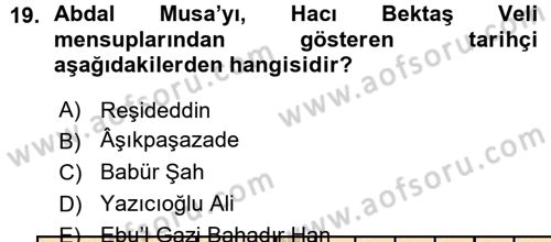 Türk Halk Şiiri Dersi Ara Sınavı Deneme Sınav Soruları 19. Soru