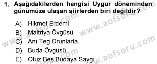 Türk Halk Şiiri Dersi 2015 - 2016 Yılı (Final) Dönem Sonu Sınav Soruları 1. Soru