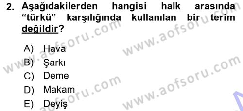 Türk Halk Şiiri Dersi 2015 - 2016 Yılı (Final) Dönem Sonu Sınav Soruları 2. Soru