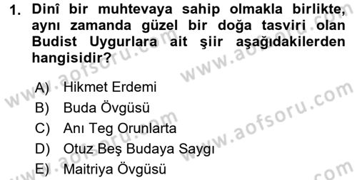 Türk Halk Şiiri Dersi 2015 - 2016 Yılı Tek Ders Sınav Soruları 1. Soru