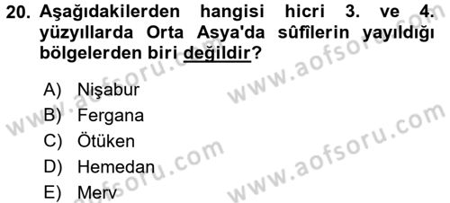 Türk Halk Şiiri Dersi Ara Sınavı Deneme Sınav Soruları 20. Soru