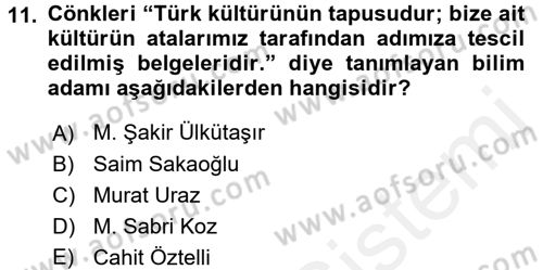 Türk Halk Şiiri Dersi 2016 - 2017 Yılı (Final) Dönem Sonu Sınav Soruları 11. Soru