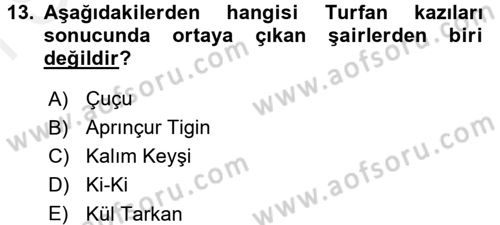 Türk Halk Şiiri Dersi 2016 - 2017 Yılı (Final) Dönem Sonu Sınav Soruları 13. Soru