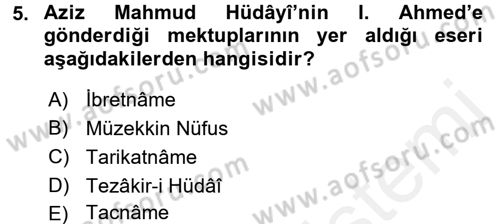 Türk Halk Şiiri Dersi 2016 - 2017 Yılı (Final) Dönem Sonu Sınav Soruları 5. Soru
