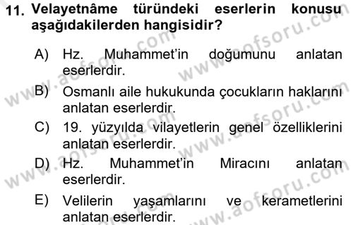 Türk Halk Şiiri Dersi 2017 - 2018 Yılı 3 Ders Sınav Soruları 11. Soru