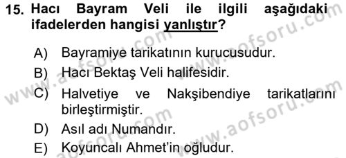 Türk Halk Şiiri Dersi 2017 - 2018 Yılı 3 Ders Sınav Soruları 15. Soru