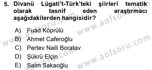 Türk Halk Şiiri Dersi Ara Sınavı Deneme Sınav Soruları 5. Soru