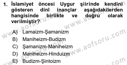 Türk Halk Şiiri Dersi 2017 - 2018 Yılı (Final) Dönem Sonu Sınav Soruları 1. Soru