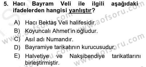 Türk Halk Şiiri Dersi 2017 - 2018 Yılı (Final) Dönem Sonu Sınav Soruları 5. Soru