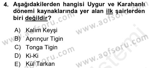 Türk Halk Şiiri Dersi Ara Sınavı Deneme Sınav Soruları 4. Soru