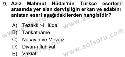 Türk Halk Şiiri Dersi 2018 - 2019 Yılı Yaz Okulu Sınav Soruları 9. Soru