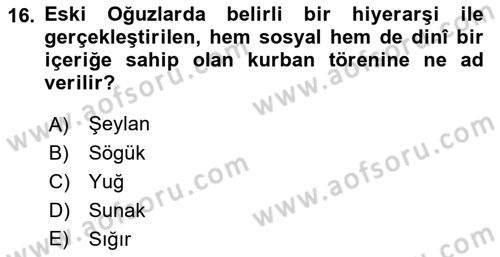 Türk Halk Şiiri Dersi Ara Sınavı Deneme Sınav Soruları 16. Soru