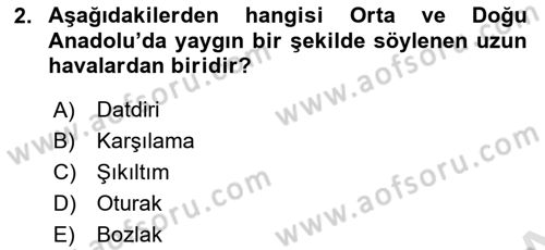 Türk Halk Şiiri Dersi Ara Sınavı Deneme Sınav Soruları 2. Soru