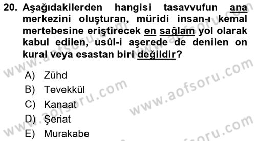 Türk Halk Şiiri Dersi Ara Sınavı Deneme Sınav Soruları 20. Soru