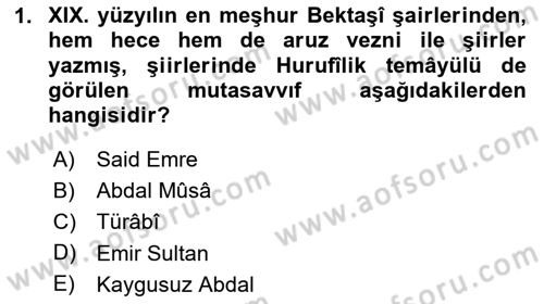Türk Halk Şiiri Dersi 2020 - 2021 Yılı Yaz Okulu Sınav Soruları 1. Soru