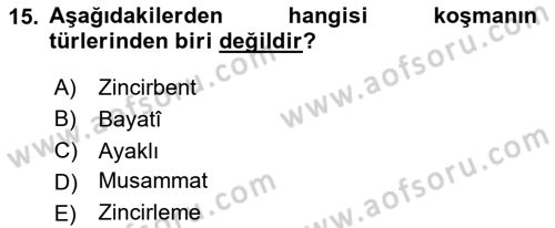Türk Halk Şiiri Dersi 2020 - 2021 Yılı Yaz Okulu Sınav Soruları 15. Soru