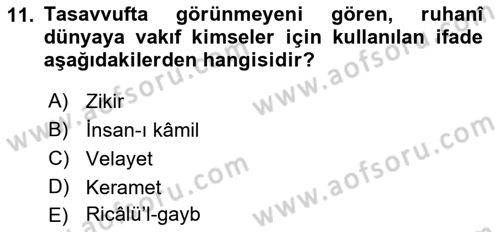 Türk Halk Şiiri Dersi Ara Sınavı Deneme Sınav Soruları 11. Soru