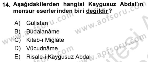 Türk Halk Şiiri Dersi Ara Sınavı Deneme Sınav Soruları 14. Soru