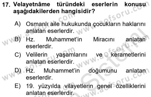 Türk Halk Şiiri Dersi 2022 - 2023 Yılı (Final) Dönem Sonu Sınav Soruları 17. Soru