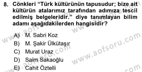 Türk Halk Şiiri Dersi 2022 - 2023 Yılı Yaz Okulu Sınav Soruları 8. Soru