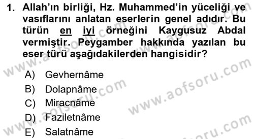 Türk Halk Şiiri Dersi 2023 - 2024 Yılı (Vize) Ara Sınav Soruları 1. Soru
