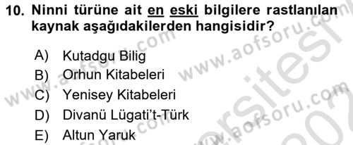 Türk Halk Şiiri Dersi Ara Sınavı Deneme Sınav Soruları 10. Soru