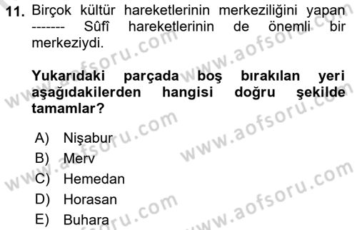 Türk Halk Şiiri Dersi 2023 - 2024 Yılı (Vize) Ara Sınav Soruları 11. Soru