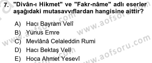 Türk Halk Şiiri Dersi 2023 - 2024 Yılı (Vize) Ara Sınav Soruları 7. Soru
