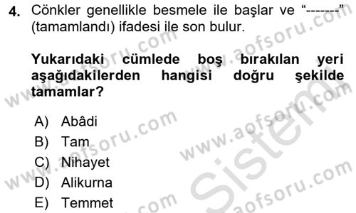 Türk Halk Şiiri Dersi 2023 - 2024 Yılı (Final) Dönem Sonu Sınav Soruları 4. Soru