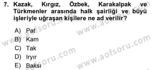 Türk Halk Şiiri Dersi 2023 - 2024 Yılı Yaz Okulu Sınav Soruları 7. Soru
