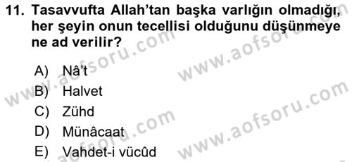 Türk Halk Şiiri Dersi Ara Sınavı Deneme Sınav Soruları 11. Soru