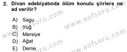 Türk Halk Şiiri Dersi 2024 - 2025 Yılı (Vize) Ara Sınav Soruları 2. Soru