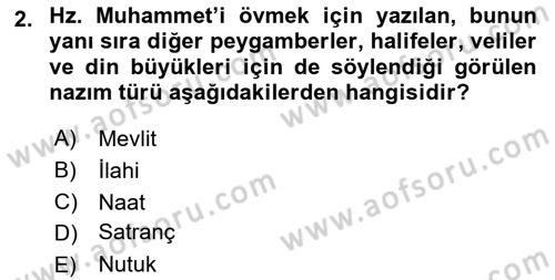 Türk Halk Şiiri Dersi 2024 - 2025 Yılı (Final) Dönem Sonu Sınav Soruları 2. Soru