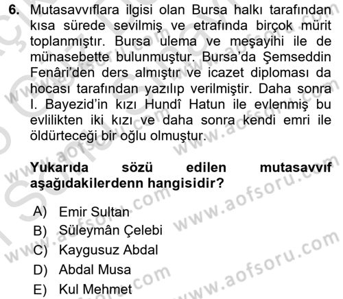 Türk Halk Şiiri Dersi 2024 - 2025 Yılı (Final) Dönem Sonu Sınav Soruları 6. Soru
