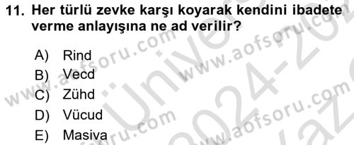 Türk Halk Şiiri Dersi 2024 - 2025 Yılı Yaz Okulu Sınav Soruları 11. Soru