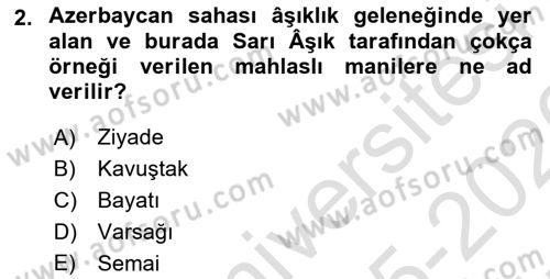 Türk Halk Şiiri Dersi 2025 - 2026 Yılı (Vize) Ara Sınav Soruları 2. Soru
