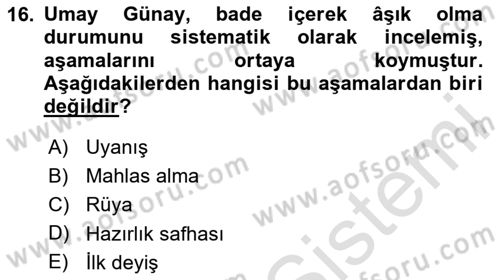 Türk Halk Şiiri Dersi 2025 - 2026 Yılı (Final) Dönem Sonu Sınav Soruları 16. Soru