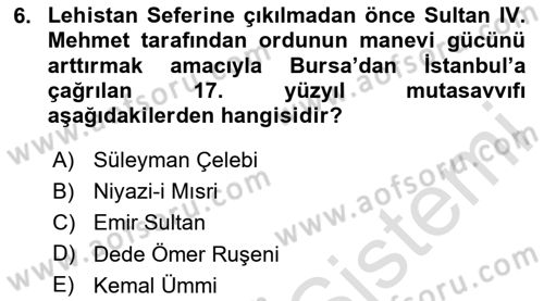 Türk Halk Şiiri Dersi 2025 - 2026 Yılı (Final) Dönem Sonu Sınav Soruları 6. Soru